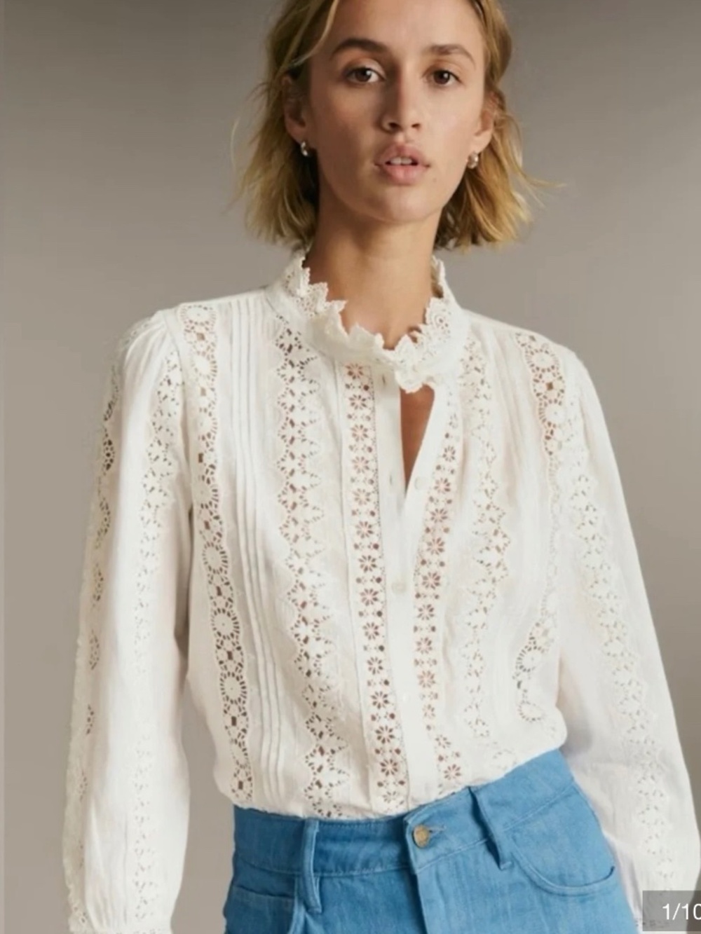 Sezane Rym Shirt Ecru White Like New US 10